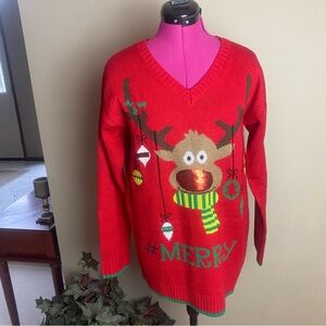Women's Ugly Christmas Sweater Reindeer Christmas
Long Sleeve Pullover Sweater
